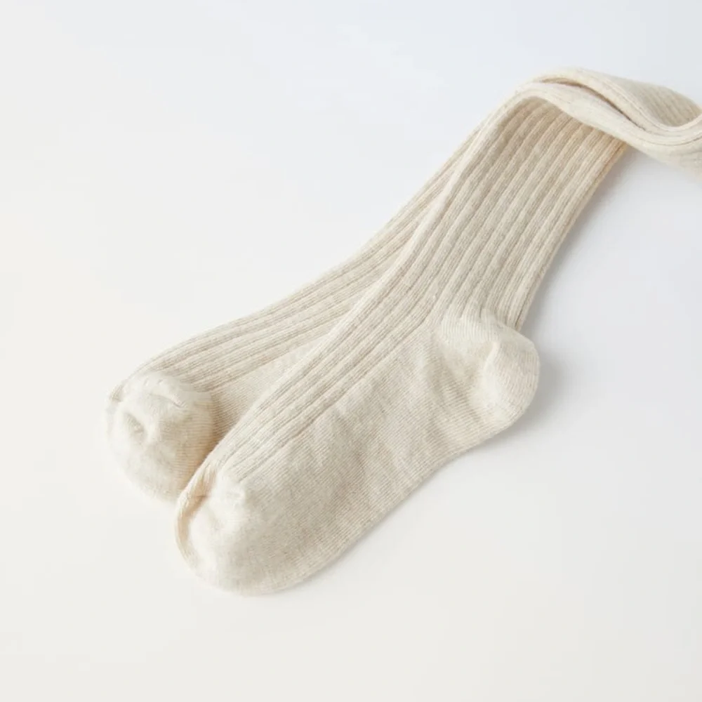 NWT. Zara Sand Ribbed Tights. Size 6-12 Months.